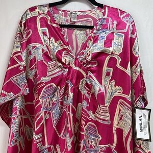 🪽nwt Winlar pink, blue and cream, caftan village print: